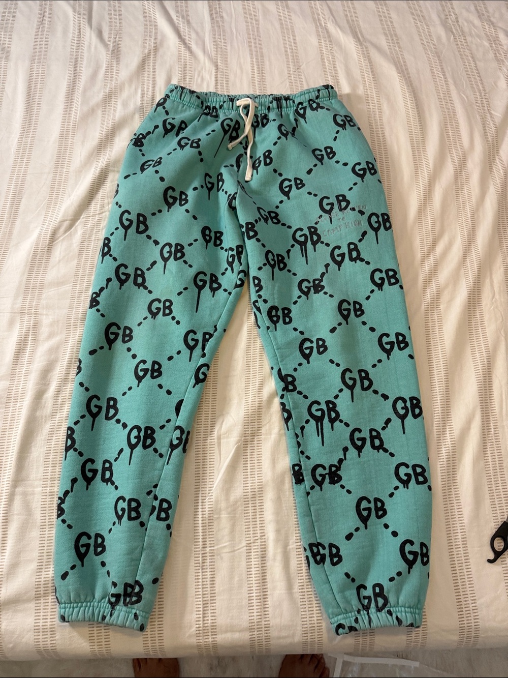 Gianni Bini Teal Joggers with Black GB Logo Print